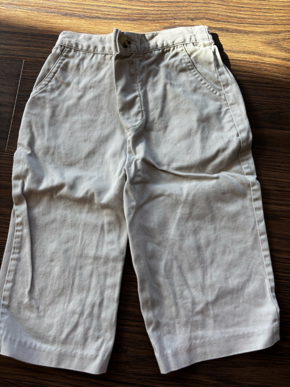 Kids Casual Cream Cotton Pull-On Bottoms
